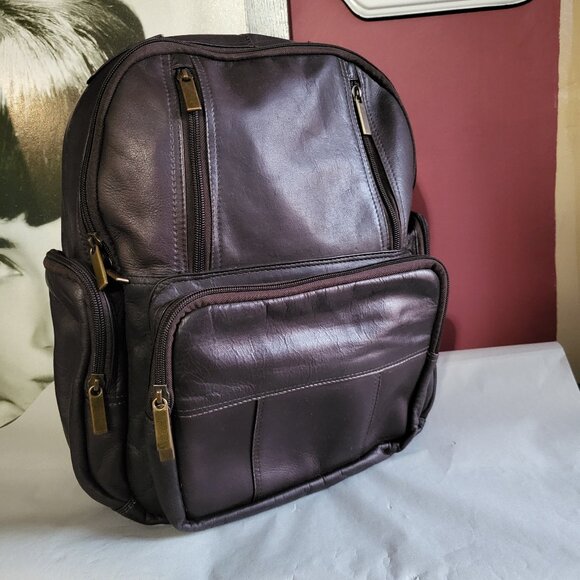 DAVID KING & CO LEATHER LAPTOP BACKPACK - Picture 1 of 8